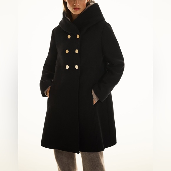 ZARA WOOL BLEND COAT WITH WRAP COLLAR - Picture 7 of 15